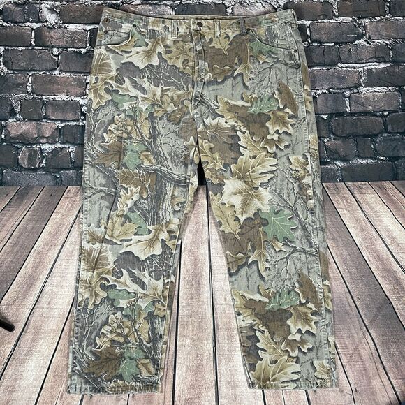 Vintage Wrangler Rugged Wear Jeans Mens 44x28 Advantage Leaf Camo Hunting Pants - Picture 5 of 13